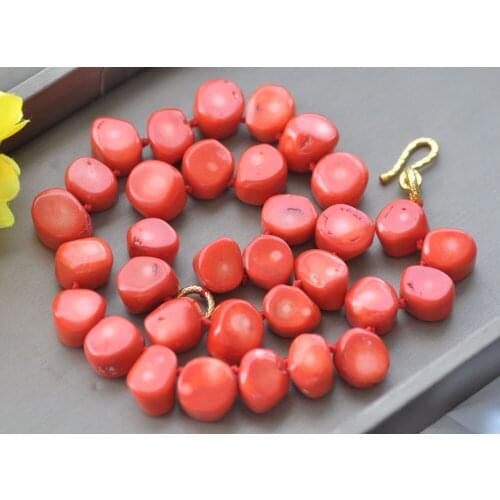Z10927 19" 17mm Pink Baroque Coral Necklace