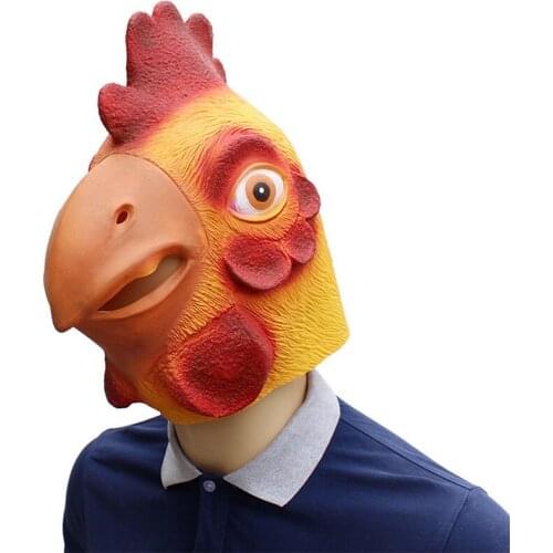 Funny Halloween Cosplay Mask Birthday Party Prom props animal head cover Chicken Rooster Latex Dress Party Masks