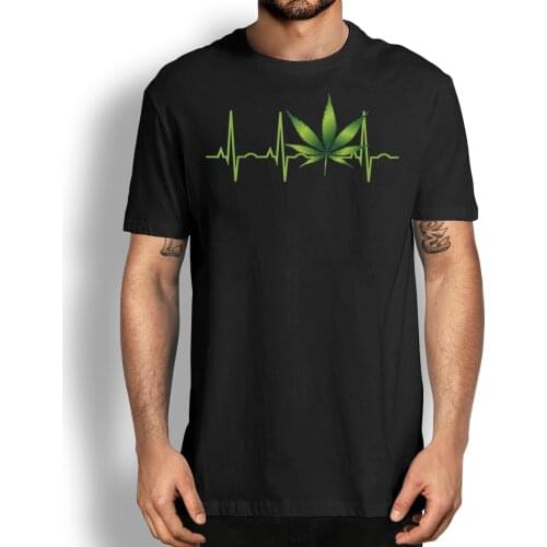 Funny Marijuana Leaf Heartbeat Gift T-Shirt. Summer Cotton Short Sleeve O-Neck Mens T Shirt New S-3XL
