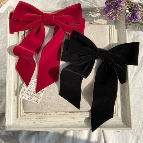 Red Black Velvet Big Bow Hairpin For Women Girls Satin Trendy Ladies Hair Clip Cute Barrette Oversize Floral Hair Accessories