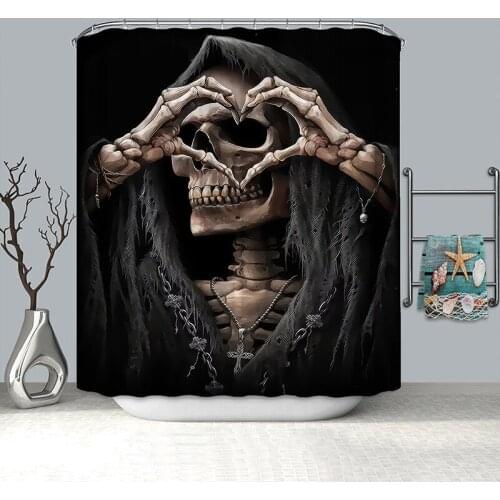 Cute skull bathroom curtain shower curtain punk style drop shipping bath curtain
