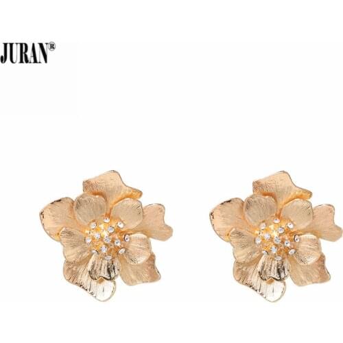 JURAN Fashion Big Stud Earrings For Women Wedding Party Bohemian Metal Gold Color Flower Earrings Statement Boho Jewelry Gifts