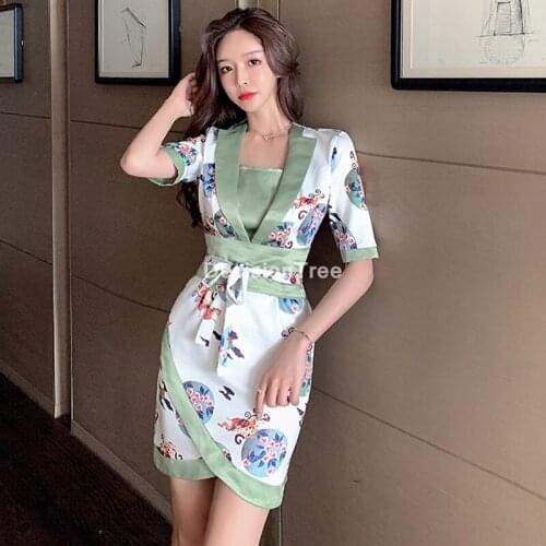 2021 women sexy japan satin kimono yukata with obi japanese traditional lady cosplay costume elegant floral performance dress