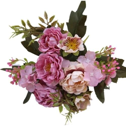 1 Bouquet Artificial Flower Handmade Fresh-keeping Faux Silk Flower Multipurpose Fake Rose for Wedding Home Party Decoration