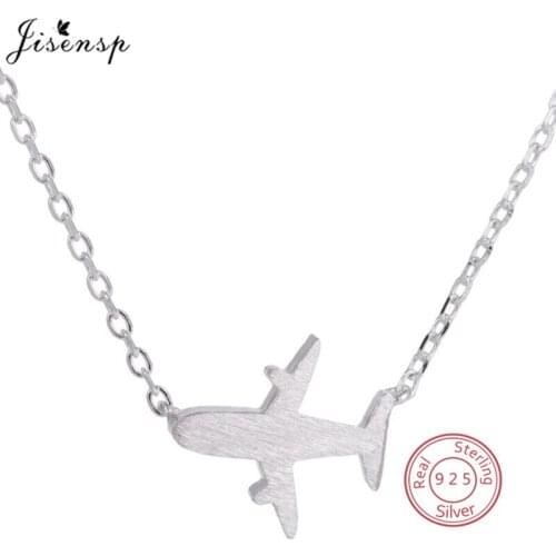 100% 925 Sterling Silver Aircraft Plane Pendant Necklace for Women Girls Cute Airplane Necklaces S925 Handmade Jewelry Punk Gift