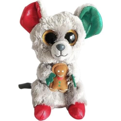 15CM Ty Beanie Boos Big Eyes Stuffed Peas Animal Hugging Gingerbread Mouse Collection Plush Doll Child Christmas Birthday Gift