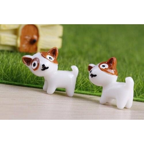 2 Pcs/lot Mini Decoration Dog White Wholesale Fairy Garden Home Decor DIY Miniature Dog Miniature Garden
