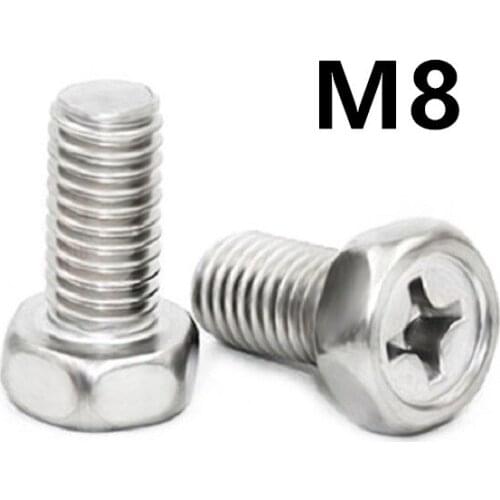 30PCS M8x12/16/20/25/30/35/40/45/50/60mm GB29.2 stainless steel cross groove groove outside hexagonal bolt outer hexagonal screw