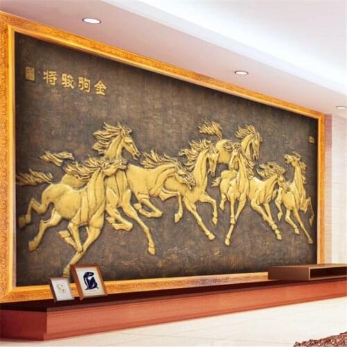 Beibehang Custom wallpaper 3d mural horse to success eight horses living room TV background wall papers home decor 3d wallpaper