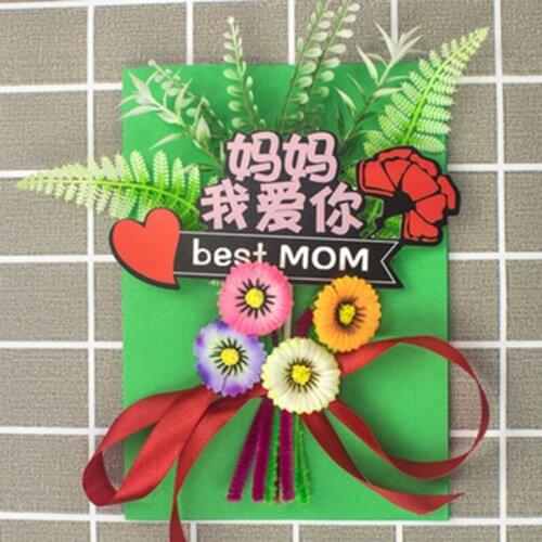 3D Greeting Card for Mothers Day DIY Flower Arrangment Card with Printed Letter Creative Handmade Gift Kit 21*15cm HE