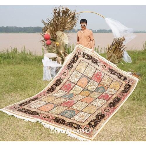 6'x9' Garden Silk Area Rug Porch Hand-knotted Handmade Tabriz Rug (YWX079A)