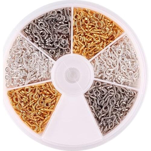 8/10mm 1 Box Iron Screw Eye Pin Bail Peg For Half-drilled Beads Jewelry Making DIY Golden Silver Platinum Color Drop Shipping