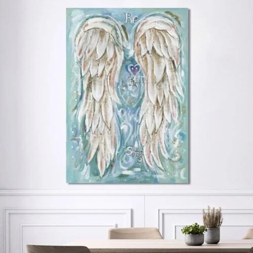 Abstract Musical Symbol Angel Wings Canvas Painting Posters and Prints Wall Art Picture for Living Room Home Decoration Cuadros