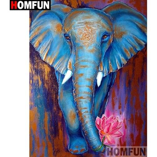 HOMFUN DIY Diamond Painting "Blue elephant" Full Drill Square Round Diamond Embroidery 5D Cross Stitch Decoration Home A27327