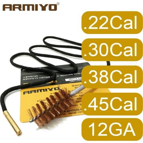 Armiyo .22Cal .30Cal .38Cal 12GA Gun Barrel Clean Brush Shooting Bore Cleaning Kit Thread m4 8-32