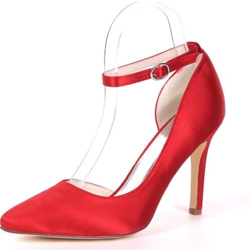 Creativesugar pointed toe D'orday side empty lady satin evening dress shoes ankle strap elegant woman pumps prom party heels