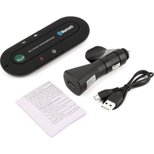 New Bluetooth Handsfree Car Kit Wireless Bluetooth Speaker Phone MP3 Music Player Sun Visor Clip Speakerphone with Car Charger