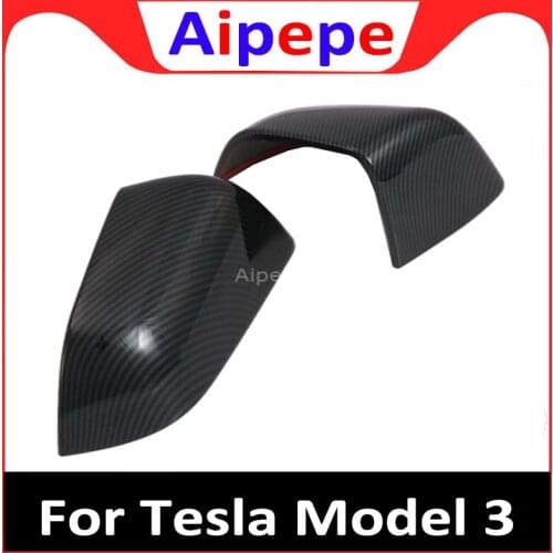 Car Styling 1Pair ABS Chrome Carbon Fiber Rearview Wing Mirror Cover Trim For Tesla Model 3 2018 2019