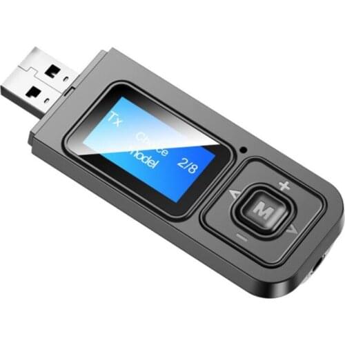 Bluetooth 5.0 Receiver Transmitter Audio Adapter LCD Display 3.5Mm Wireless Stereo Music Adapter for TV PC Car Speaker
