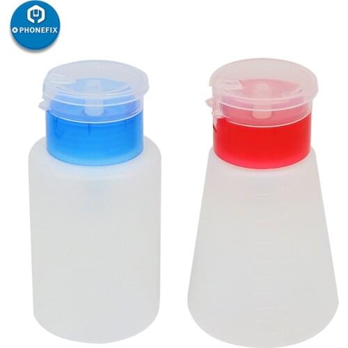 1pc 180ml Empty Plastic Nail Polish Remover Alcohol Liquid Press Pumping Dispenser Bottle UV Gel Cleaner Tool for Phone Repair