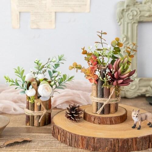 Flower Vase for Table Decoration Living Room Decorative Vase Modern Table Ornaments Desktop Table Wood Vase