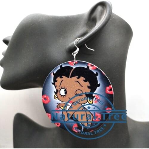 Girl wooden earrings