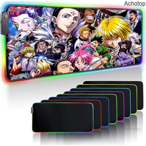 Hunter X Hunter RGB Gaming Mouse Pad Computer Mousepad XXL Large Mouse Pad Gamer RGB Led Backlight Mouse Carpet PC Desk Mat
