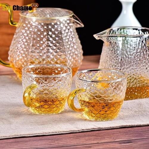 High Borosilicate Glass Teapot Filter Bubble Teapot Household High Temperature Resistance Hammer Pattern Teapot Kung Fu Tea Set