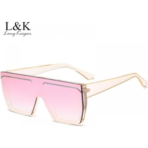LongKeeper Classic Vintage Square Sunglasses Women Brand Designer Oversized Sun Glasses For Men Vintage Flat Top Eyewear UV400