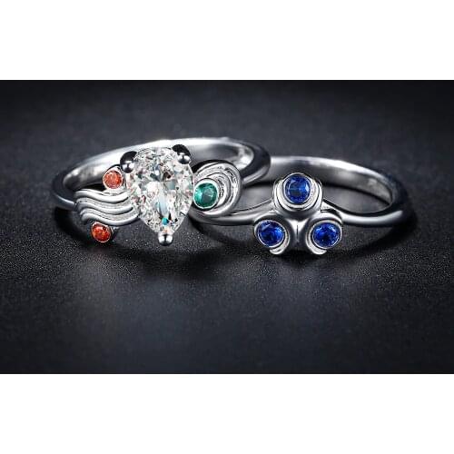 Zelda Couple Rings Breath of the Wild Zora Sapphire Sterling 925 Silver Engagement Ring