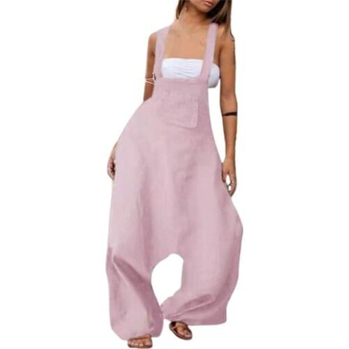 Womens Jumspuit Sleeveless Baggy Overalls Women Solid Color Wide Leg Dungarees Romper for Street Fashion Romper Bodysuits