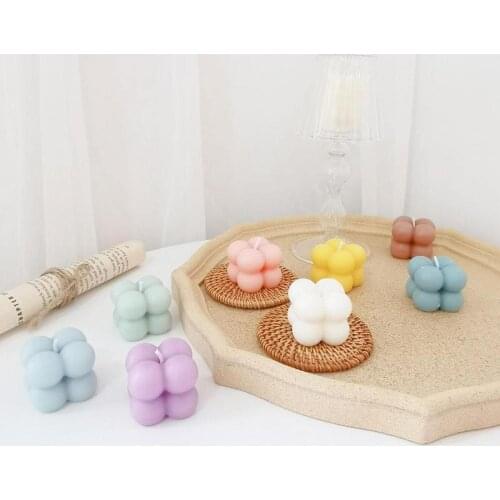 Cube Candle Soy Wax Scented Candle Home Fragrance Geometric Modeling Home Party Desktop Decoration Photo Props Bubble Candle