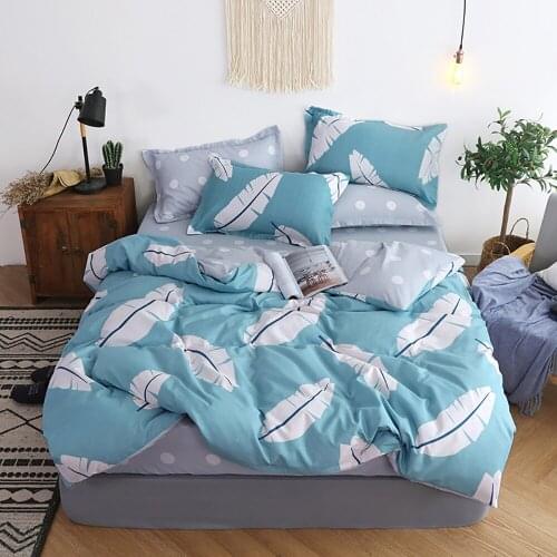 Lychee Cartoon Printed Bedding Set Polyester Duvet Cover Fitted Sheet/Bed Sheet Pillowcase Bedclothes 3-4pcs/Set Home Bed Sets