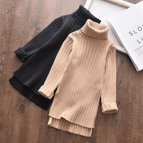 Menoea 2-7Years Children Solid Color Sweater 2020 Winter Kids Turtleneck Long Sleeve Clothes Fashion Style Clothes Dress