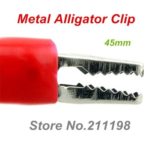 20pcs/lot 45MM Metal Alligator Clip Crocodile Electrical Clamp for Testing Probe Meter Black and Red with Plastic Boot