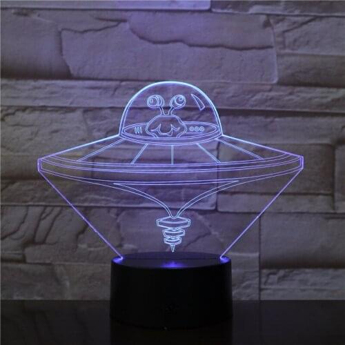 New 3D Lamp UFO Spacecraft Spaceship 7 Colors Led Night Light Kids Toys Table Touch Lampara Creative Birthday Cool 2458
