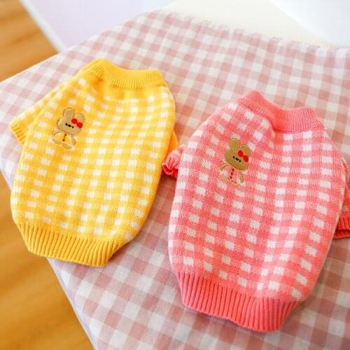 New Plaid Sweater for Dogs Puppy Dog Jumper Cartoon Cute Comfortable Elasticity