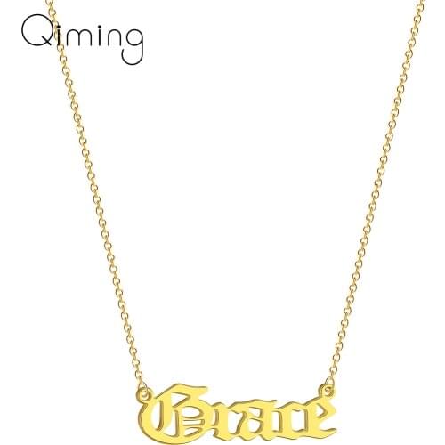 Custom Letter Grace Name Necklace For Women Girls Old English Elegant Words Children Birthday Beautiful Gift Choker Necklace