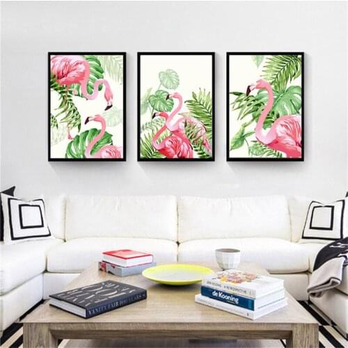 Home Decor Nordic Canvas Painting Pretty Animal Plant Flamingo Posters Living Room Bedroom Hotel Wall Pictures Art Prop DIY
