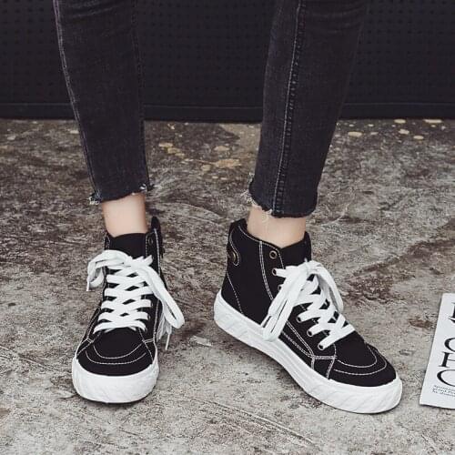 HOT Women Sneakers Fashion White Canvas Shoes Woman High Top Students Sneakers Ventilate Casual Footwear Ceportivas Mujer Shoe