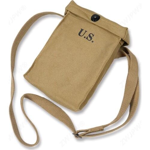 WW2 US KOREAN ARMY Portable Thomson general satchel with 6 strips thick canvas cotton webling