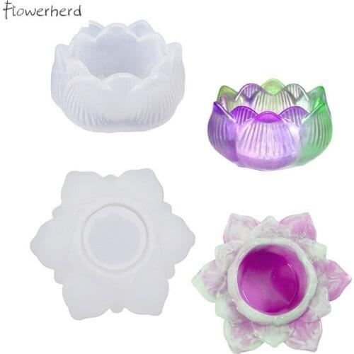 DIY Crystal Epoxy Pendulum Table Mold Hexagonal 3D Lotus Candle Holder Storage Box Resin Silicone Mold Cake Decorating Tools