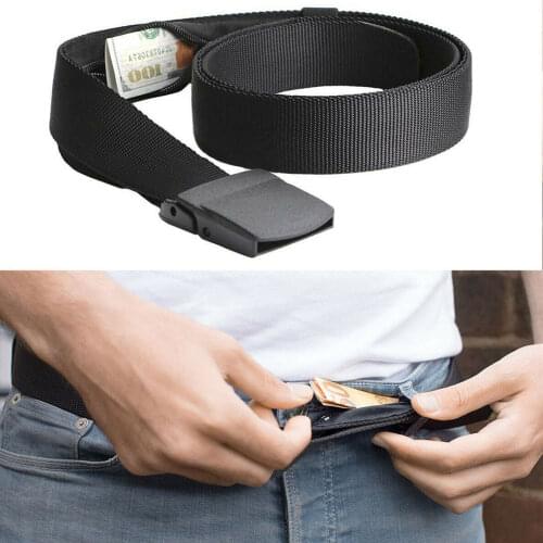 Noverty Anti-Theft Wallet Belts Unisex Casusl Security Money Travel Belt With Hidden Pocket Cash safe Easybelt Buckless Belts