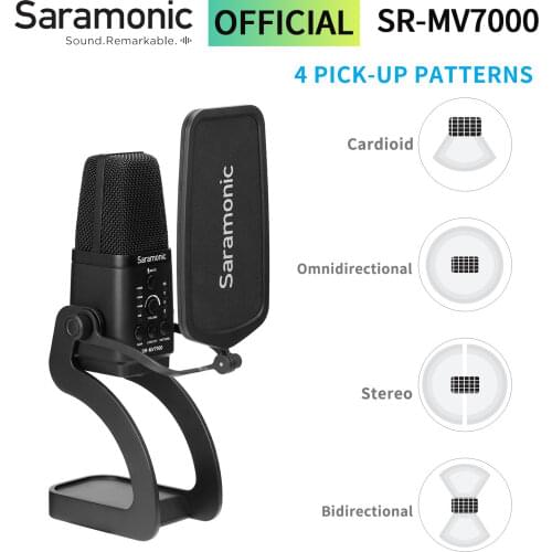 Saramonic SR-MV7000 condenser USB microphone & XLR 3.5mm headphone monitor jack for recording conference live-streaming