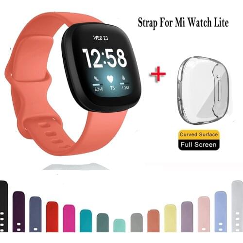 Silicone Strap For fitbit versa 3 With TPU Full Screen Protector Case Replacement Watchband For Fitbit Sense Bracelet Correa