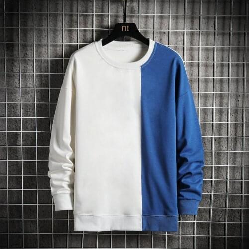 Spring Autumn New Casual Thin Hoodies Sweatshirt For Mens Hip Hop Solid Color Patchwork Pullover Streetwear Fashion Top Clothes