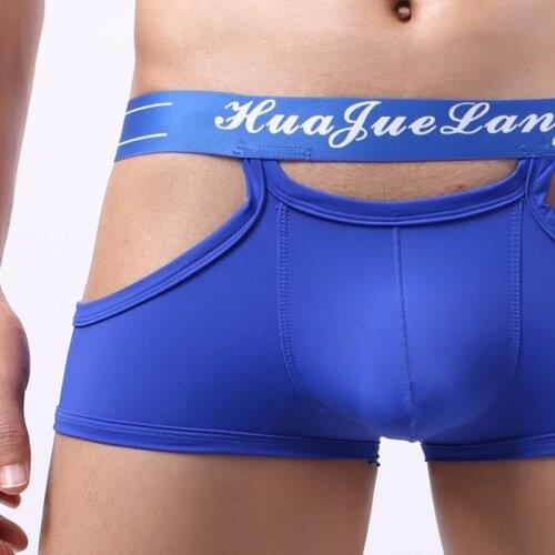 Mens Boxer Male Panties Mens Sexy Hollow Gay Underwear Breathable Ice Silk Homme Boxershorts U Convex Low Waist Man Underpants