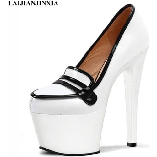 LAIJIANJINXIA White New Sexy Women 17cm High Heels Dancing Pumps Heel Platform Pumps Wedding Party Platform Dress Dance Shoes