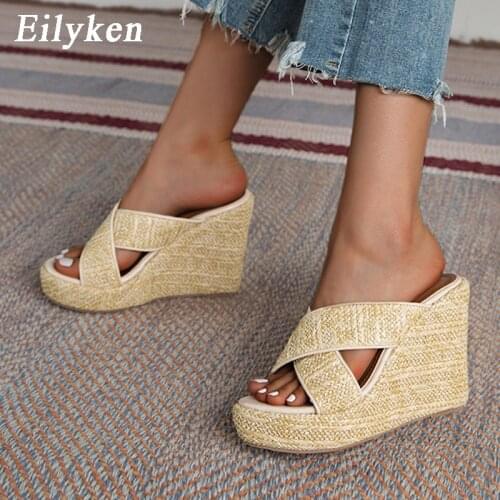Eilyken Summer Outdoor Fashion Brand Open Toe Platform Slippers High Quality Sandals Women Wedges Heels Ladies Casual Shoes