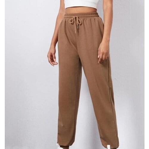 Comfy Trendy Solid Color Elastic Waist Pants Trousers Sport Pants High Waist for Party